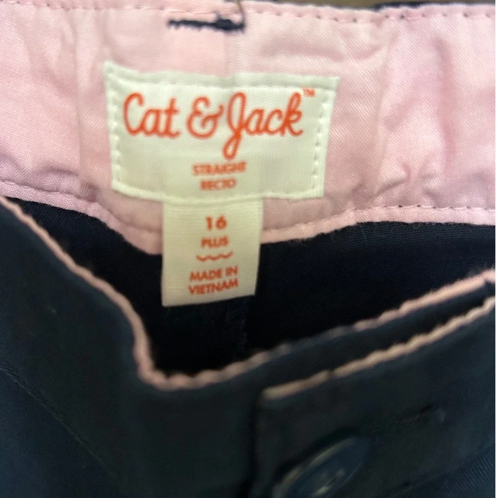 Cat & Jack Girl's 16 Plus Straight Recto Uniform School Pants Fighter Pilot Blue